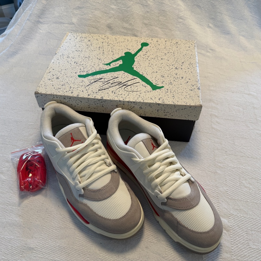 Nike Air Jordan 4 RM Sail Fire Red Men's Sneakers Size 12 NWT